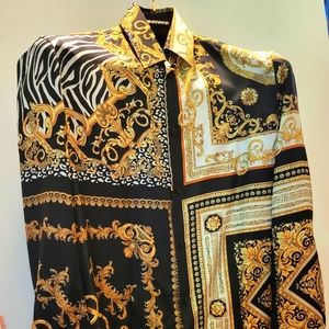 100% Italian Silk Versace Mens Dress Shirt